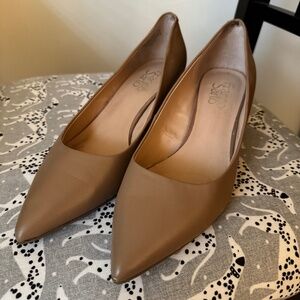 Franco Sarto tan point toe wedges